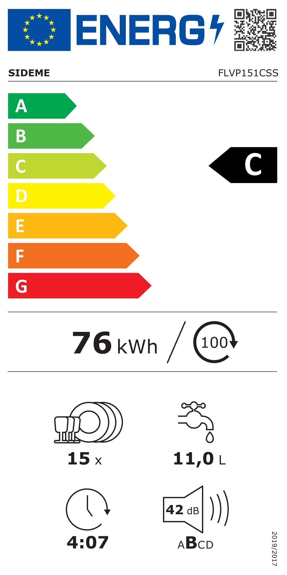 Lave vaisselle 60 cm FAGOR Moteur inverter 15 couverts 42dB Gris - FLVP151CSS