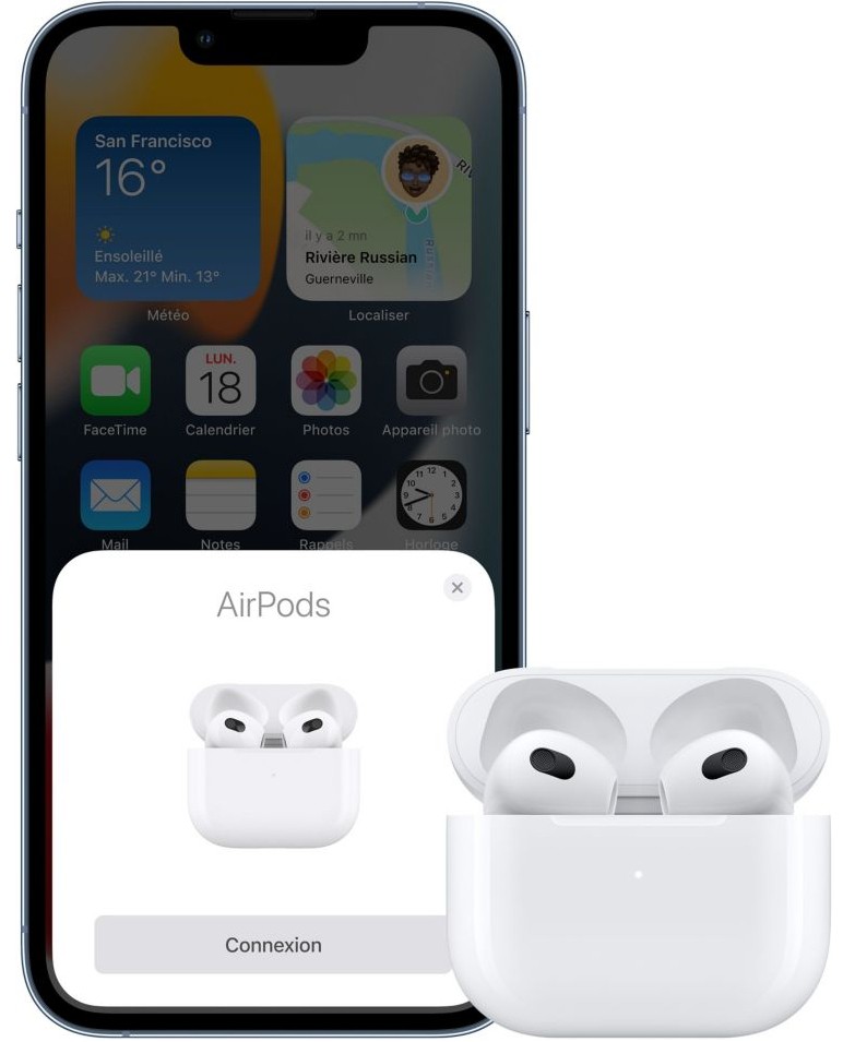 Ecouteurs APPLE AirPods (3ᵉ génération) avec Boîtier de charge MagSafe - AIRPODS-MME73ZM Ecouteurs APPLE AirPods (3ᵉ génération) avec Boîtier de charge MagSafe - AIRPODS-MME73ZM