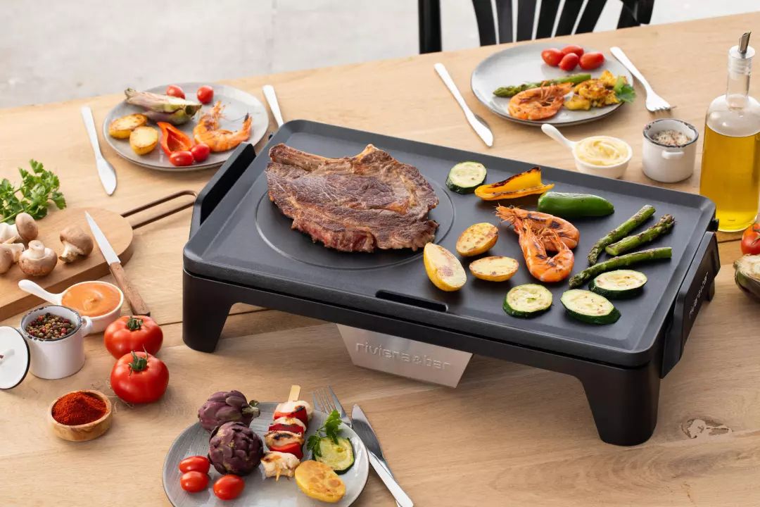 Plancha RIVIERA & BAR 50x30cm 8 personnes Fonte aluminium Noir - QPL450