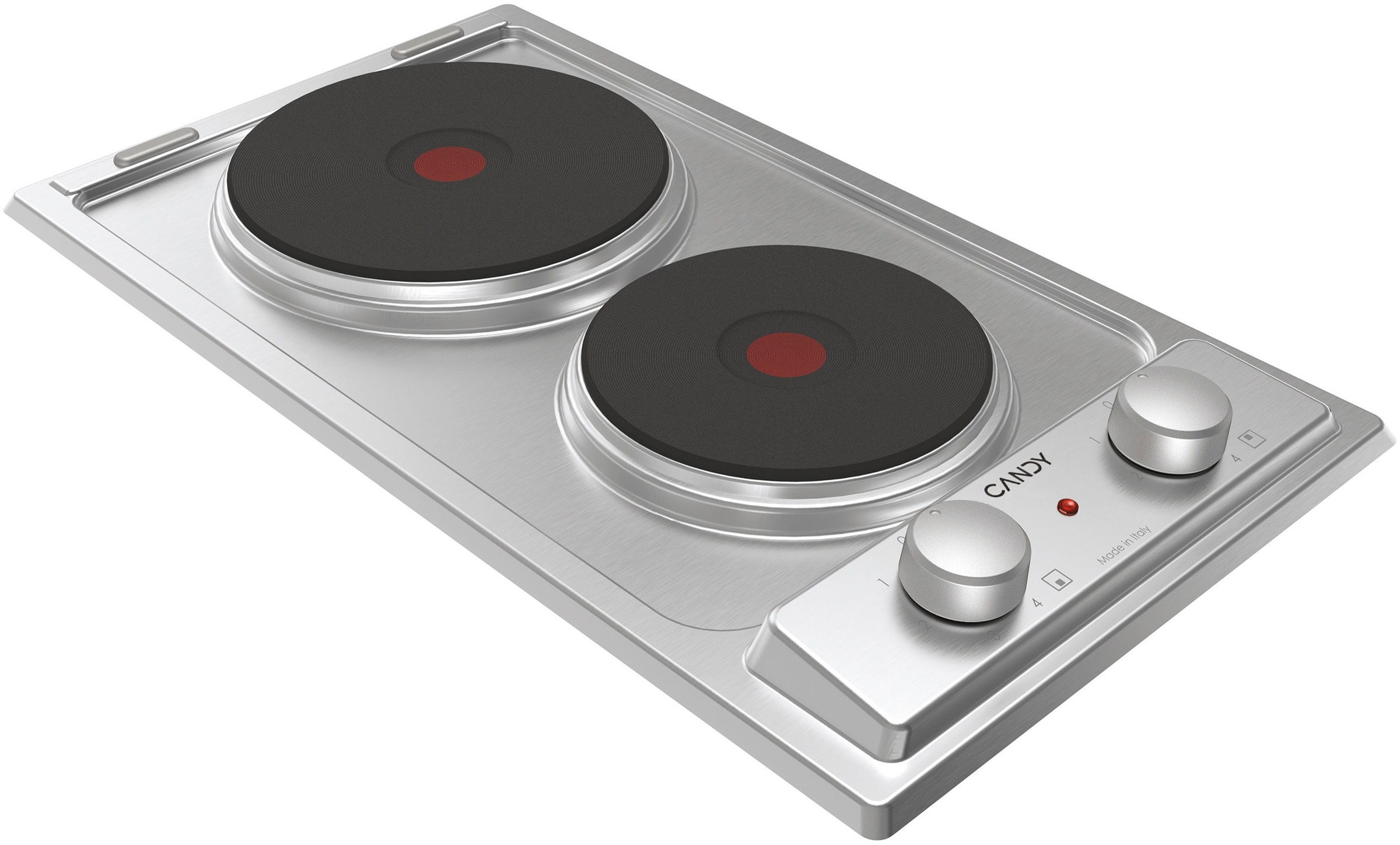 Domino electrique CANDY , 2 foyers, 3500W, 30cm, Inox - CE32XK