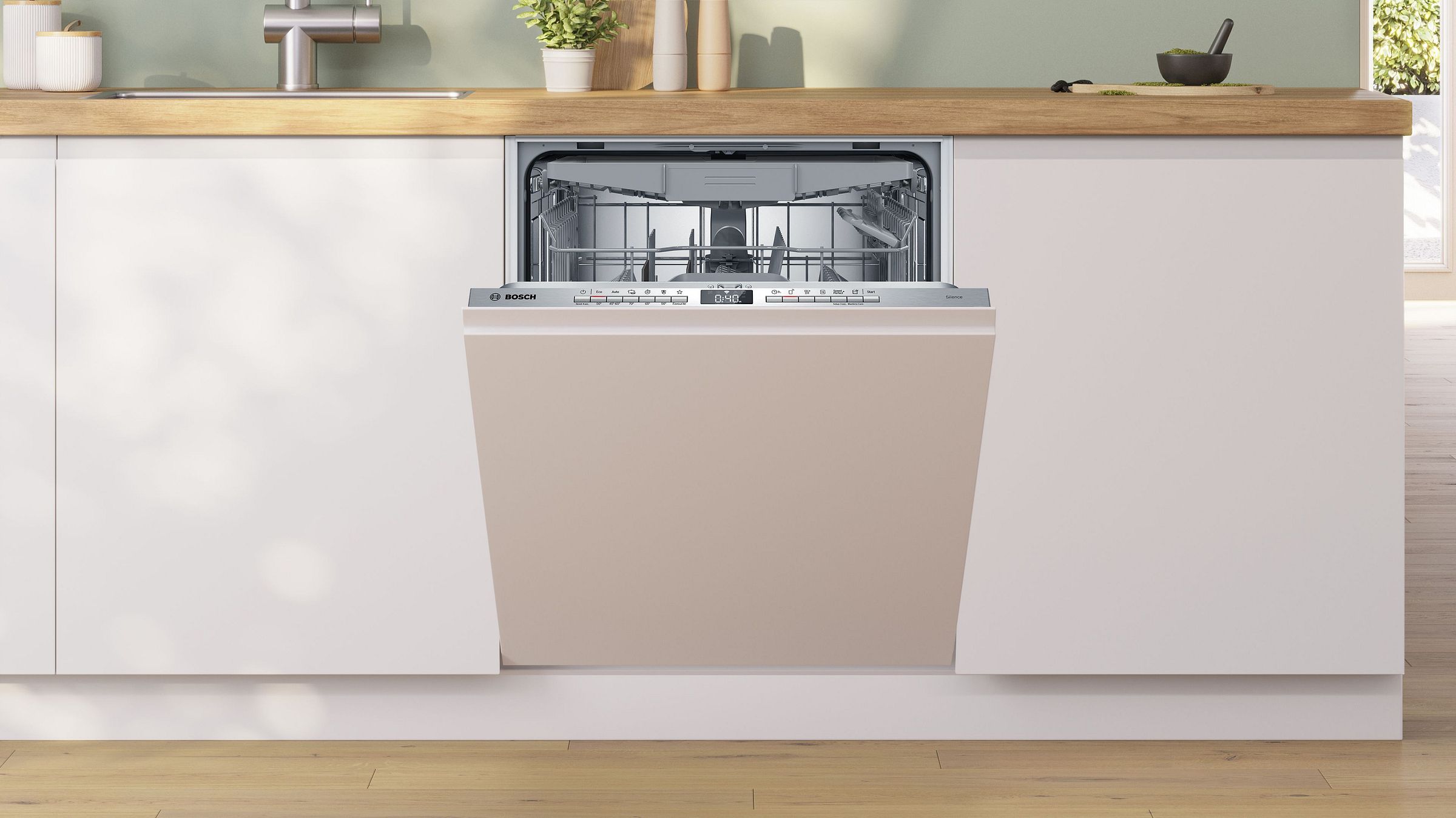 Lave vaisselle tout integrable 60 cm BOSCH Connecté 14 couverts 46dB Blanc - SBV4HVX14E