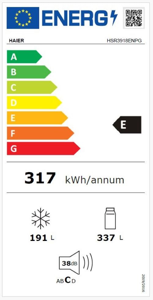 Réfrigérateur américain HAIER Total No Frost, 528L, Gris - HSR3918ENPG