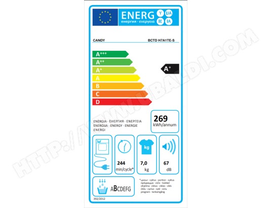 Sèche linge encastrable CANDY Port XXL WiFi 7kg - BCTDH7A1TE-S Sèche linge encastrable CANDY Port XXL WiFi 7kg - BCTDH7A1TE-S