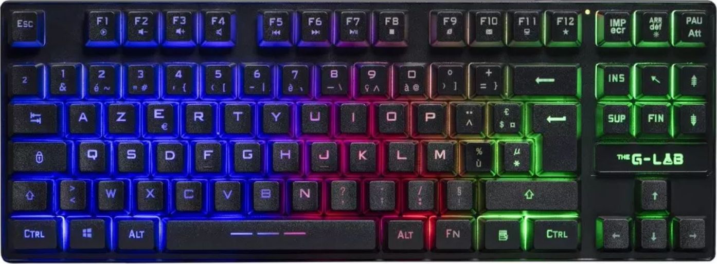 Clavier gamer THE G-LAB Sans fil TKL Membrane RGB PC PS4 PS5 KEYZ-CAE-TKL-WL/FR