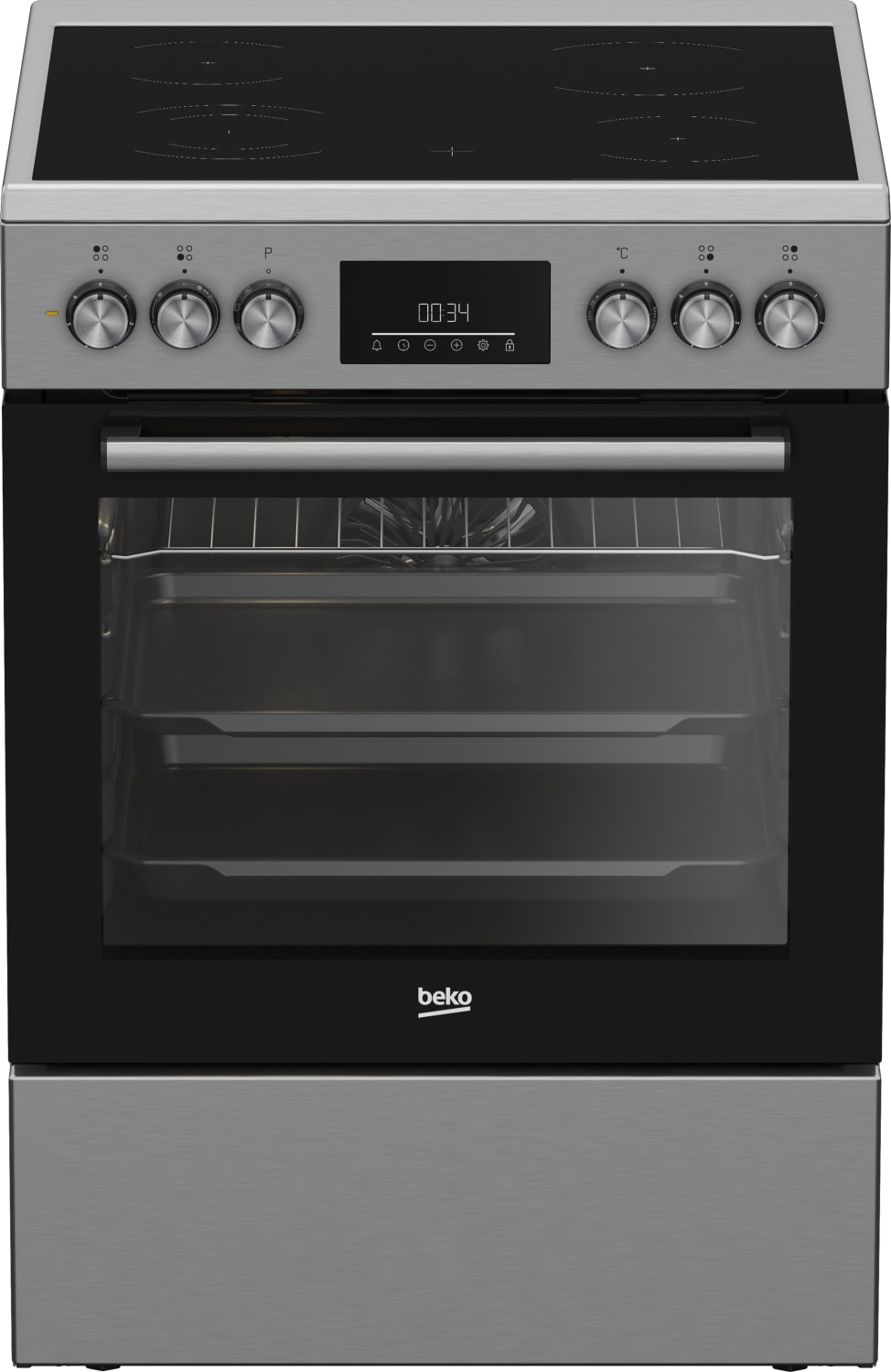 Cuisiniere vitroceramique BEKO 4 Foyers 60 cm Inox FBE67310GX