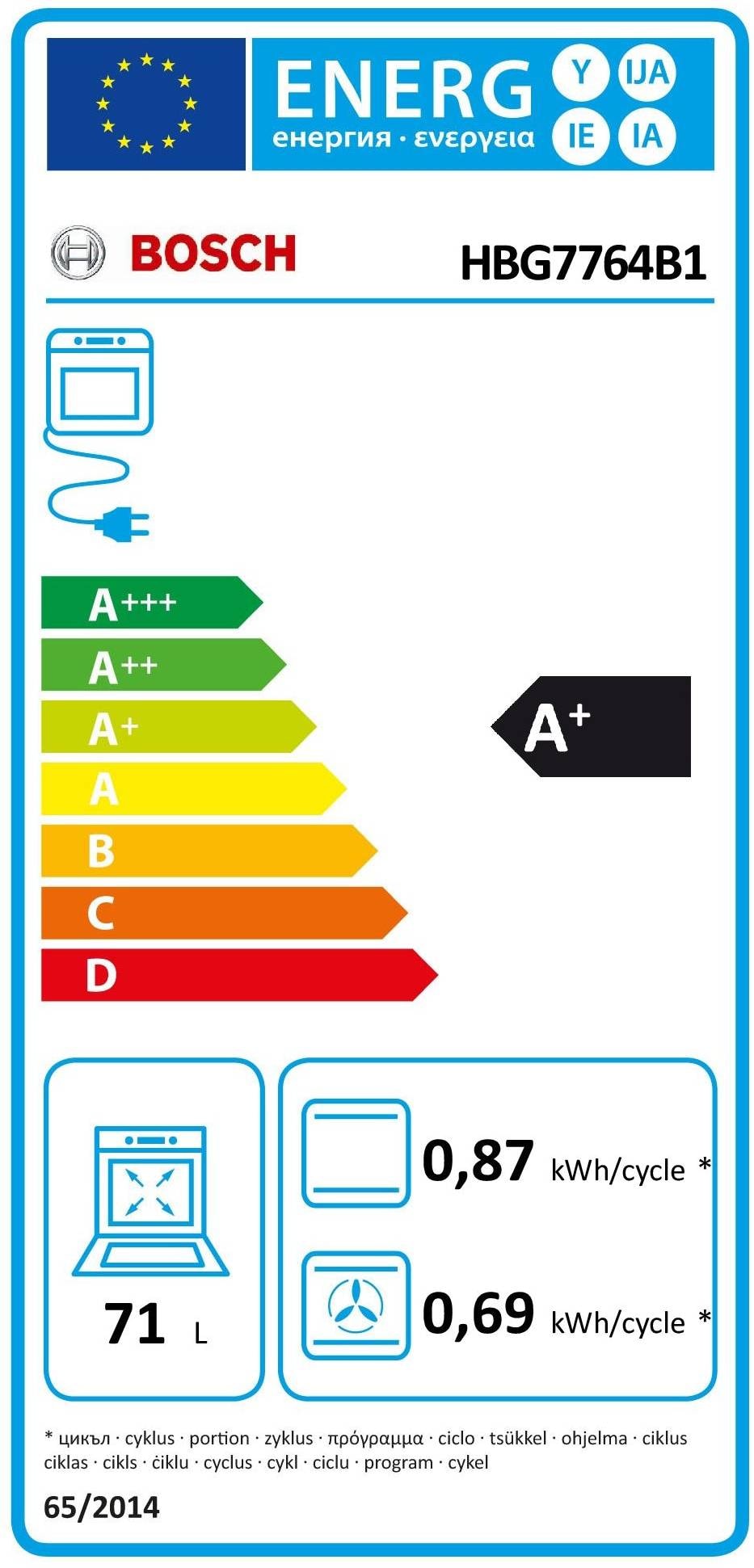 Four encastrable pyrolyse BOSCH Série 8 71L Noir - HBG7764B1 Four encastrable pyrolyse BOSCH Série 8 71L Noir - HBG7764B1