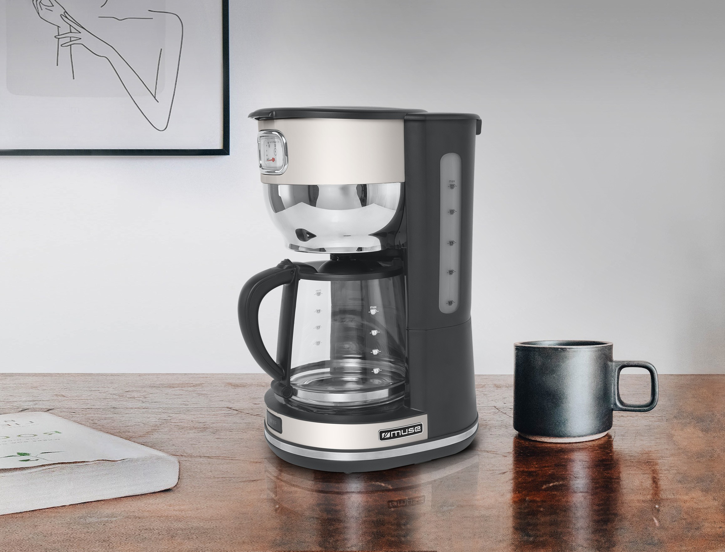 Cafetière MUSE à filtre, 1,4L, Crème - MS-220SC