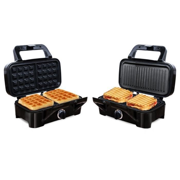 Gaufrier LITTLE BALANCE Plaques interchangeables 1200W Noir Inox - 8368