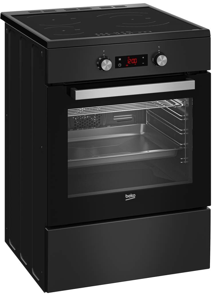Cuisiniere induction BEKO 3 foyers, 72L, Noir - FSE68304MAPS