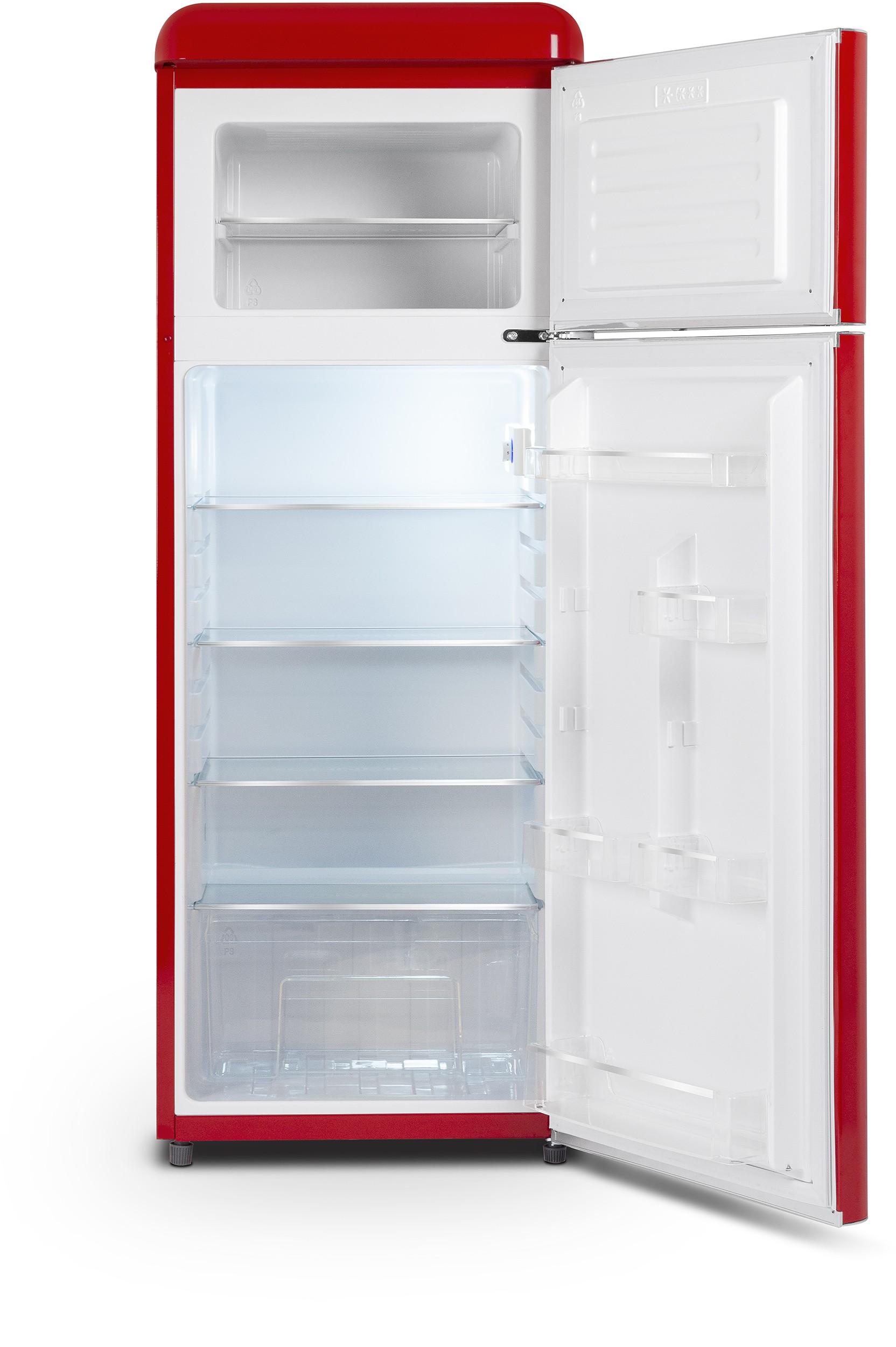 SCHNEIDER Réfrigérateur congélateur haut vintage 2 portes 211L Rouge