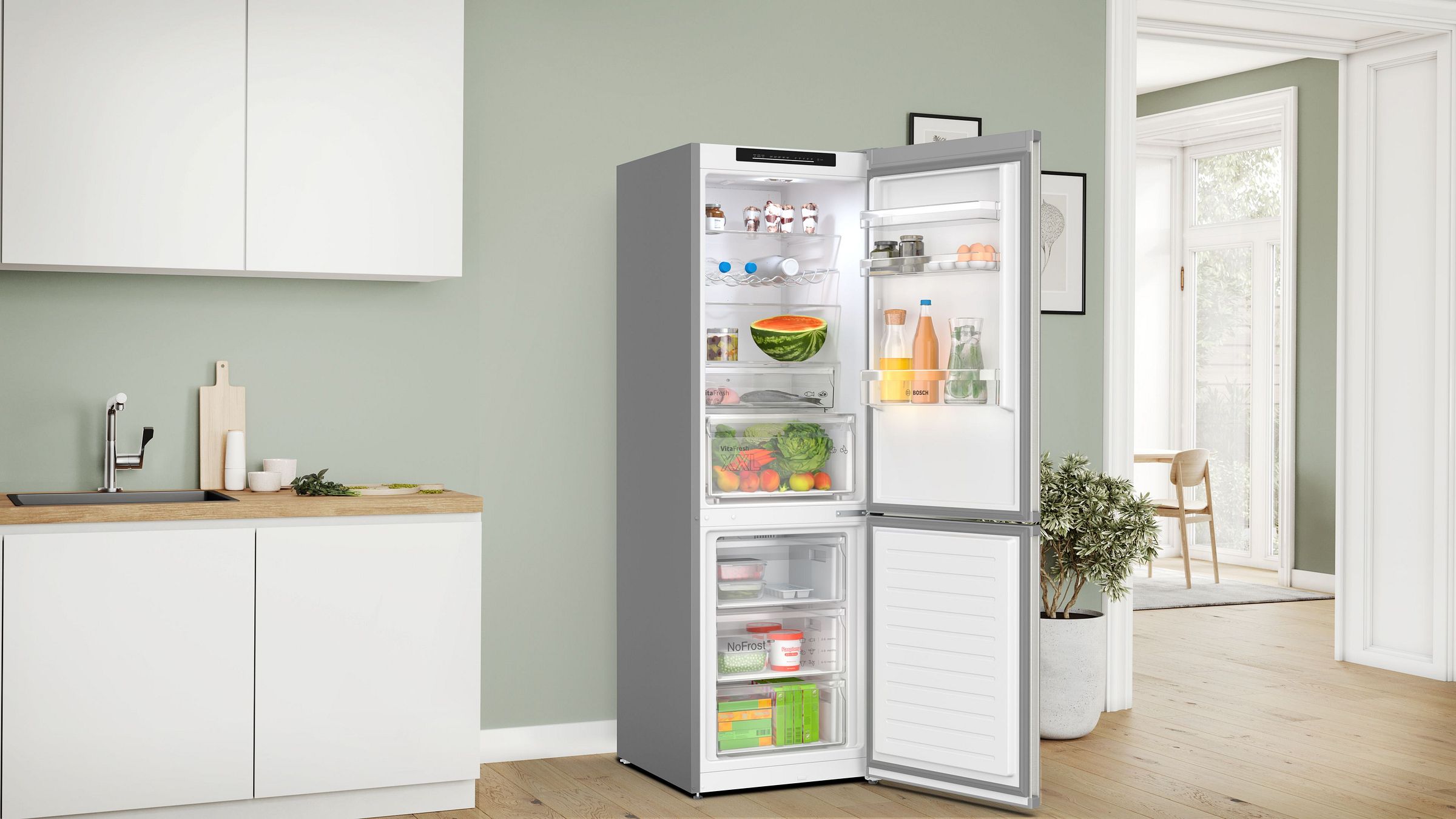 Réfrigérateur congélateur bas BOSCH 321L No Frost Inox - KGN362I1F