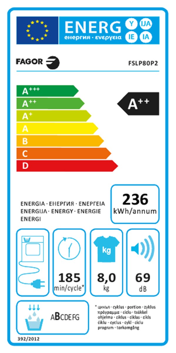 Sèche linge Condensation FAGOR 8kg Blanc - FSLP80P2