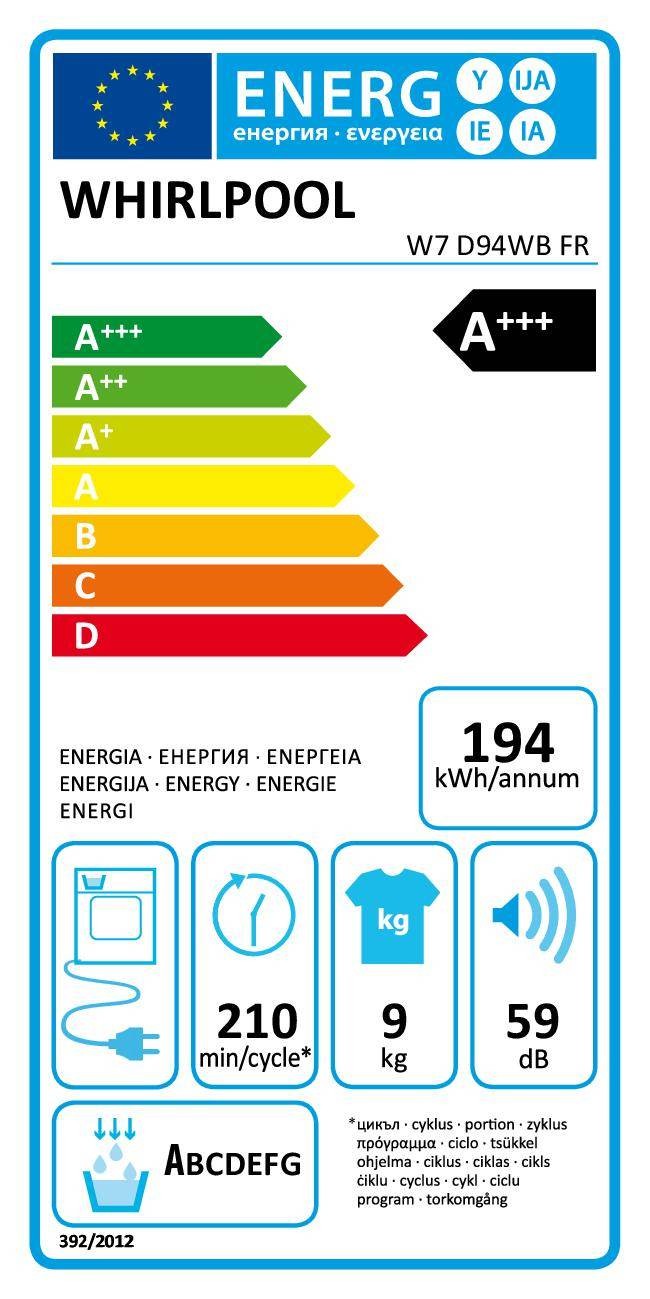 Sèche linge Condensation WHIRLPOOL  - W7D94WBFR
