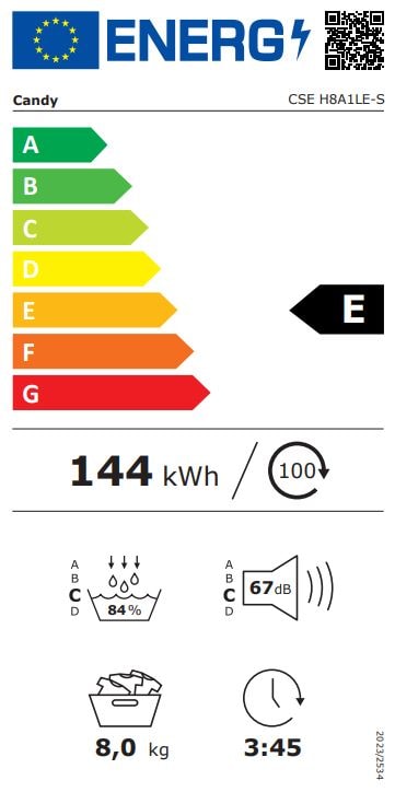 Sèche-linge pompe à chaleur CANDY 8kg Connecté Blanc - CSEH8A1LE-S