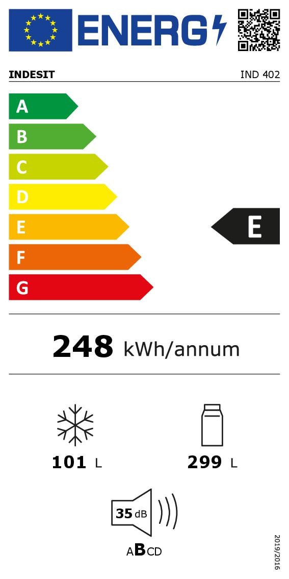 Réfrigérateur congélateur encastrable INDESIT 400L Froid brassé Gris - IND402