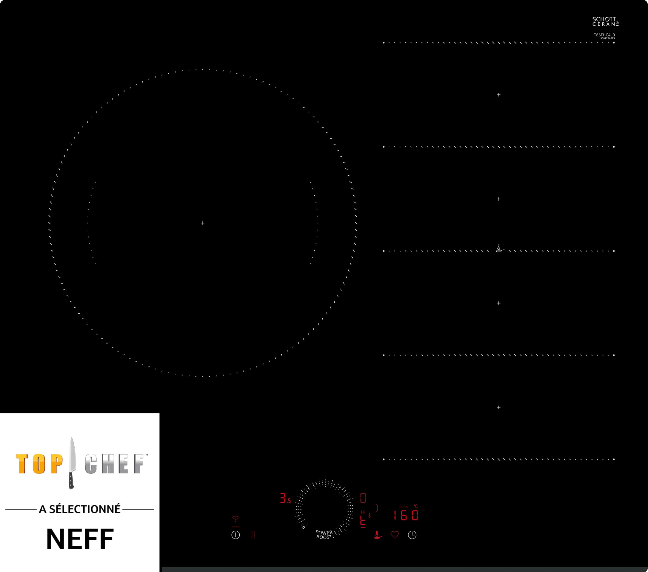 Plaque induction NEFF , 3 foyers, 7400W, Noir - T66FHC4L0 Plaque induction NEFF , 3 foyers, 7400W, Noir - T66FHC4L0