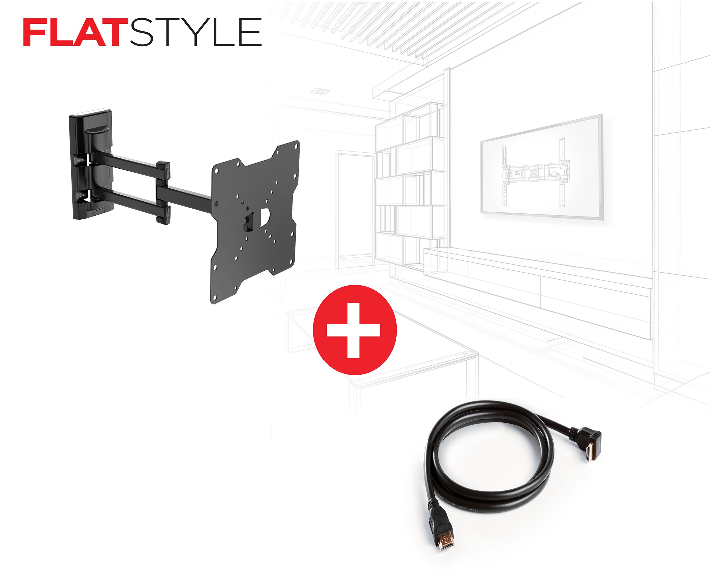 MELICONI Support mural  - BUNDLE-200FLAT+HDMI