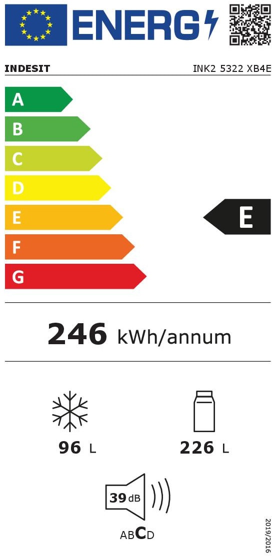 Réfrigérateur congélateur haut INDESIT 250L No Frost Total - INKF8251S4E