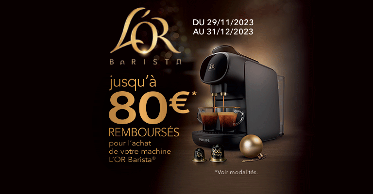 Jusqu'à 80€ remboursés pour l'achat de votre machine à café L'OR Barista