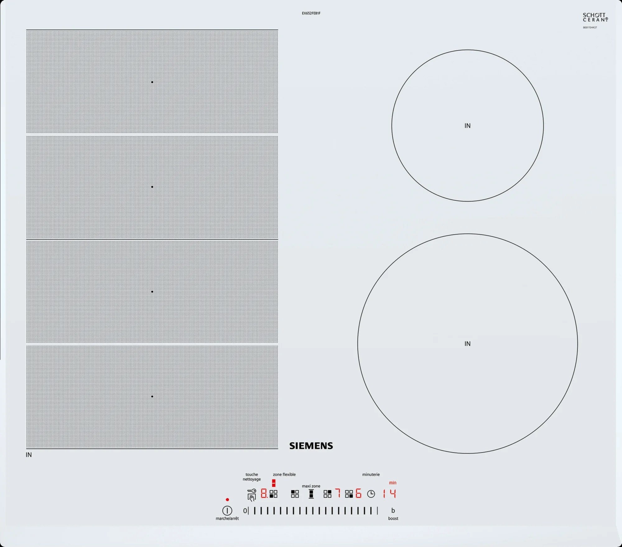 SIEMENS Plaque induction iQ700 FlexInduction 4 foyers Blanc