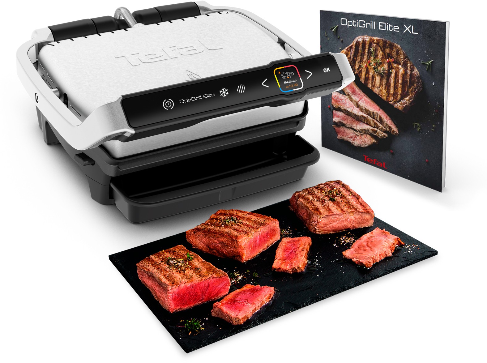 Grill viandes TEFAL Opti Grill Elite 12 programmes 2000W - GC750D12 Grill viandes TEFAL Opti Grill Elite 12 programmes 2000W - GC750D12