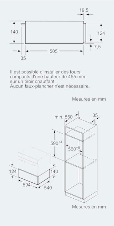Tiroir chauffe plat SIEMENS  - BI510CNR0