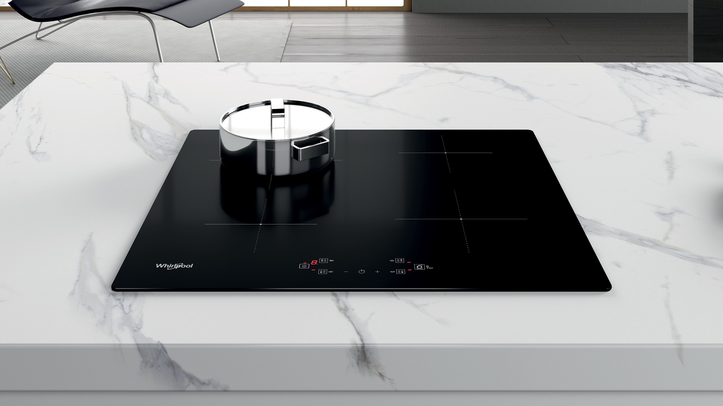 Plaque induction WHIRLPOOL 6ème sens 4 foyers 60cm Noir - WSQ2160NE