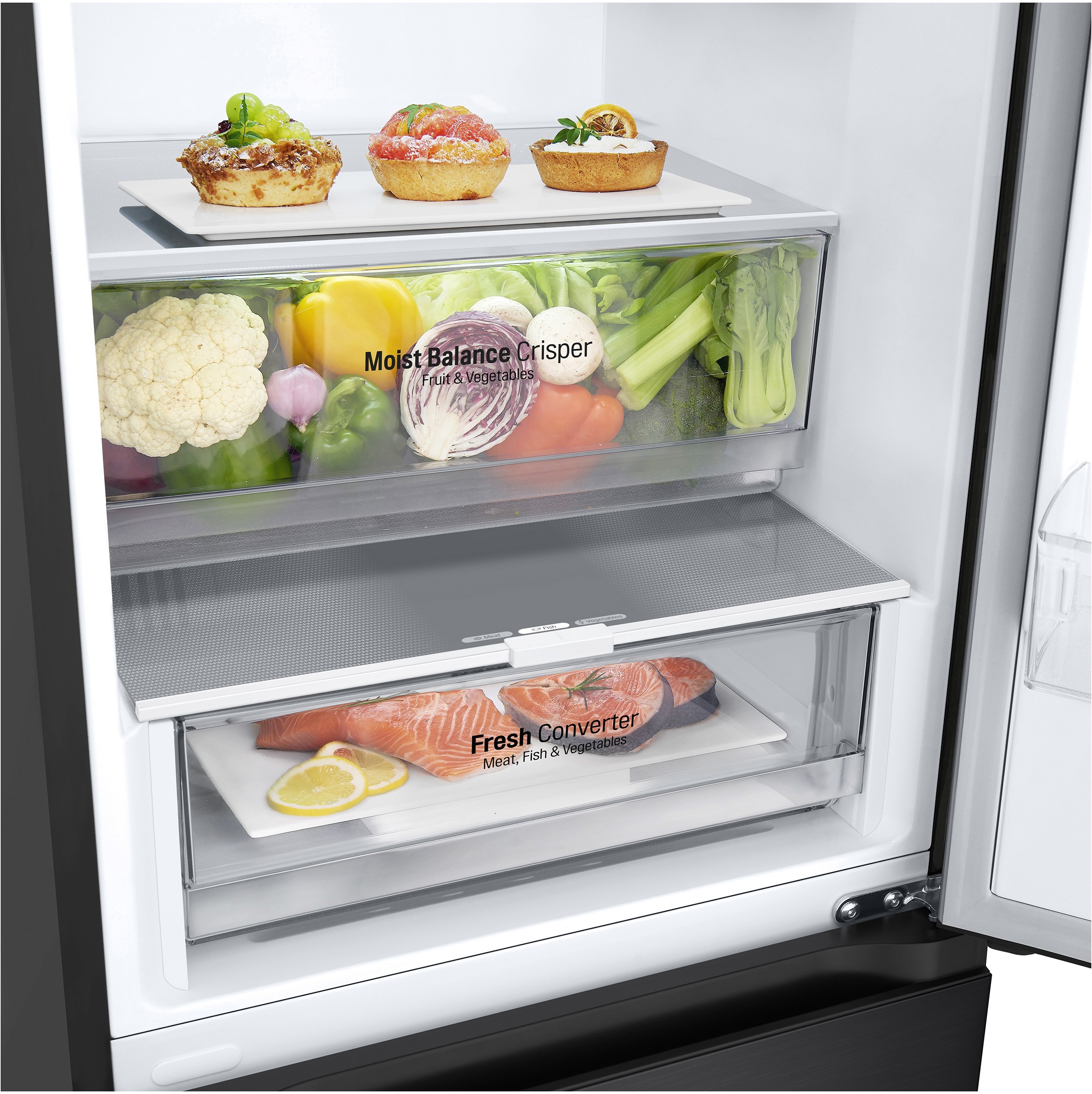 LG Réfrigérateur congélateur bas Total No Frost 387L Noir - GBV3200CEP