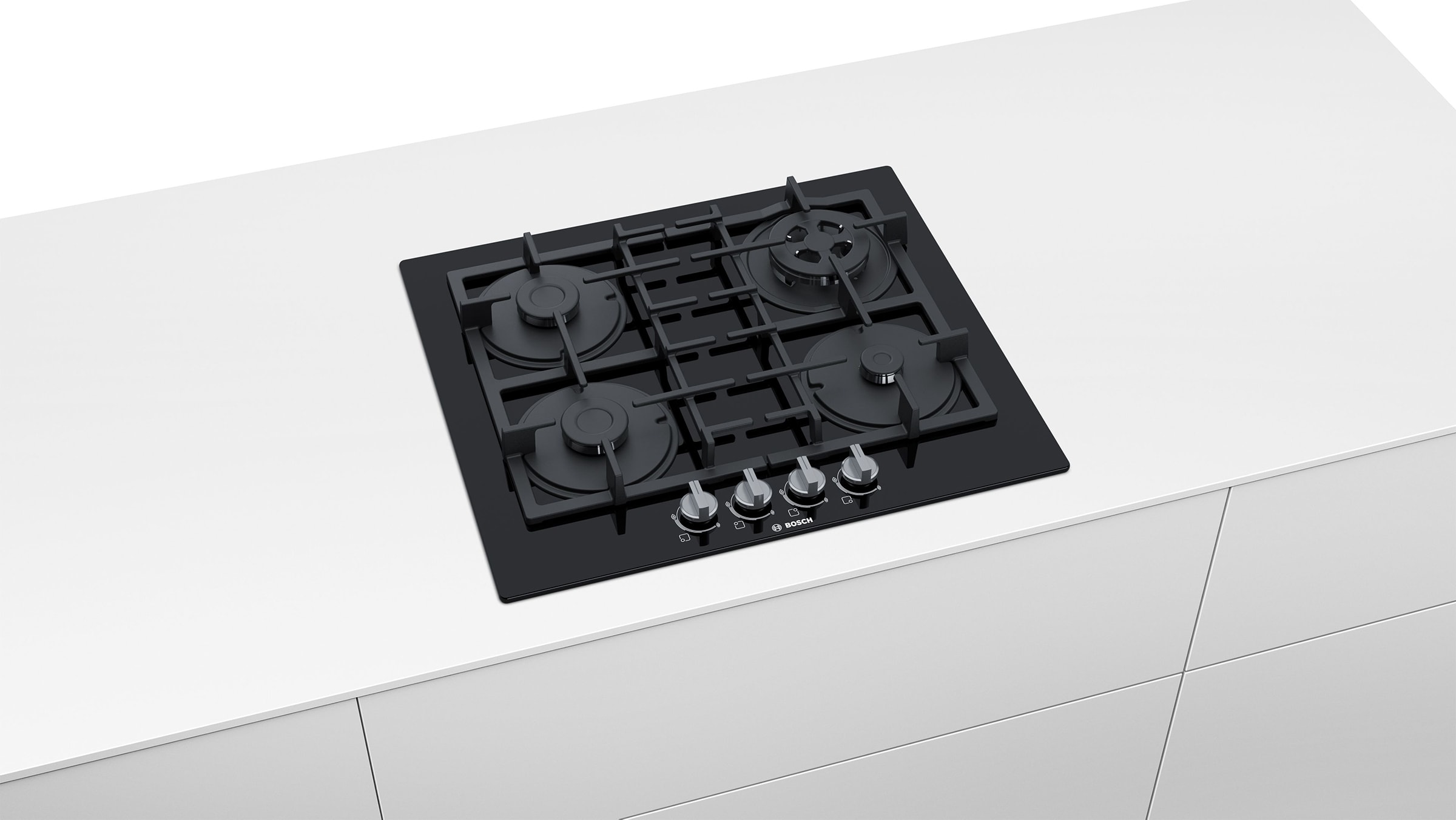 Plaque gaz BOSCH 4 Foyers 60cm 7500W Noir - PNP6B6B90 Plaque gaz BOSCH 4 Foyers 60cm 7500W Noir - PNP6B6B90