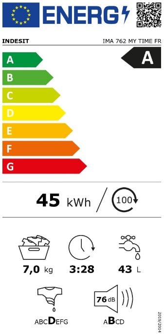 Lave linge Frontal INDESIT 7kg 1200trs/min Blanc - IMA762MYTIMEFR