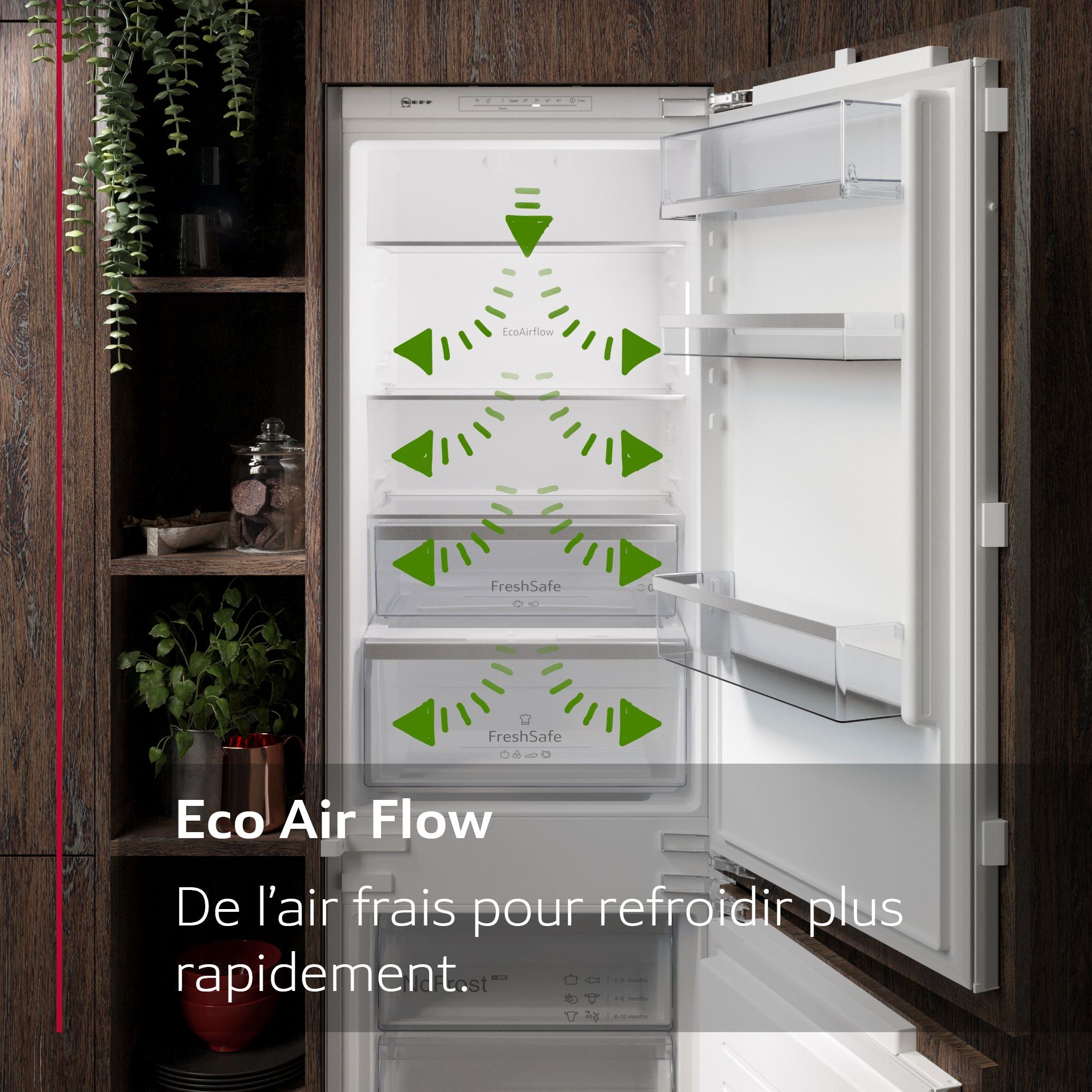 NEFF Réfrigérateur encastrable 1 porte Froid Brassé Eco Air Flow 204L  - KI1411SE0