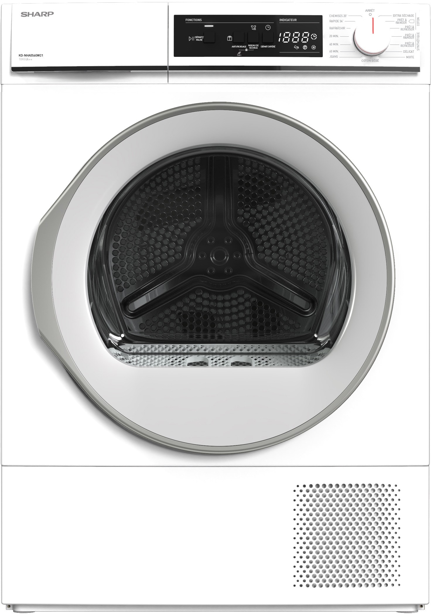 Sèche-linge pompe à chaleur SHARP 10kg Bubble Drum Blanc KDNHA0S6GWE