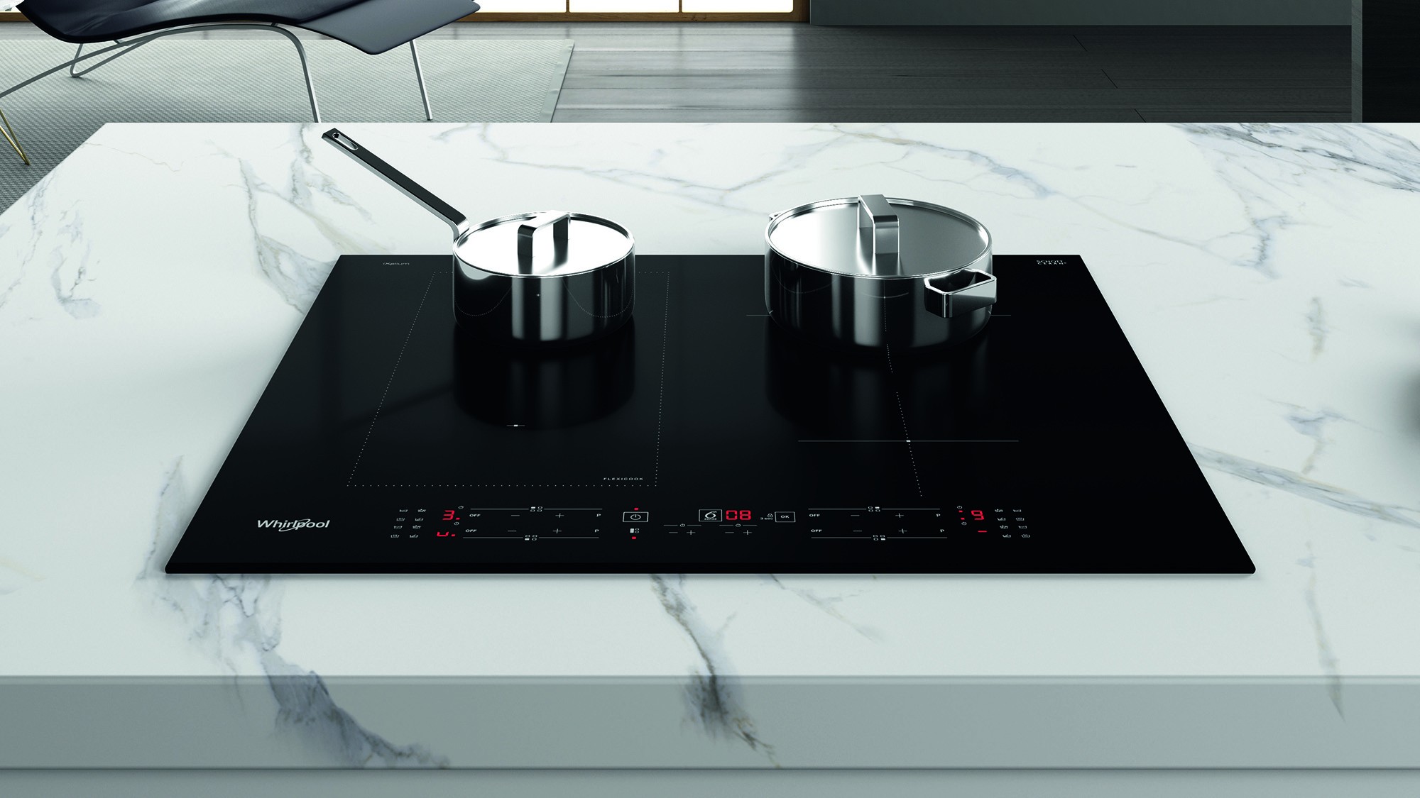 Plaque induction WHIRLPOOL 6ème sens 4 foyers 65cm Noir - WLB4265BFIXL