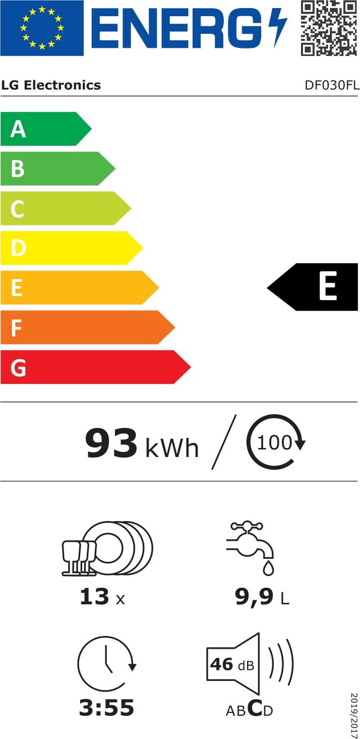 Lave vaisselle 60 cm LG Moteur Inverter 13 couverts 46dB Gris - DF030FL