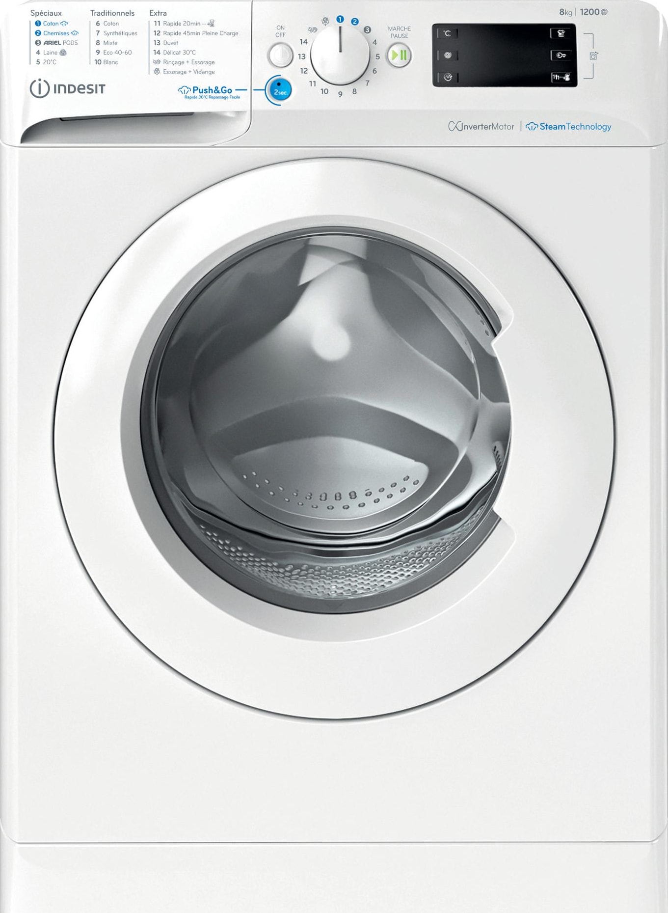 Lave linge Frontal INDESIT 8kg 1200trs/min Blanc BWE8127XWVFR
