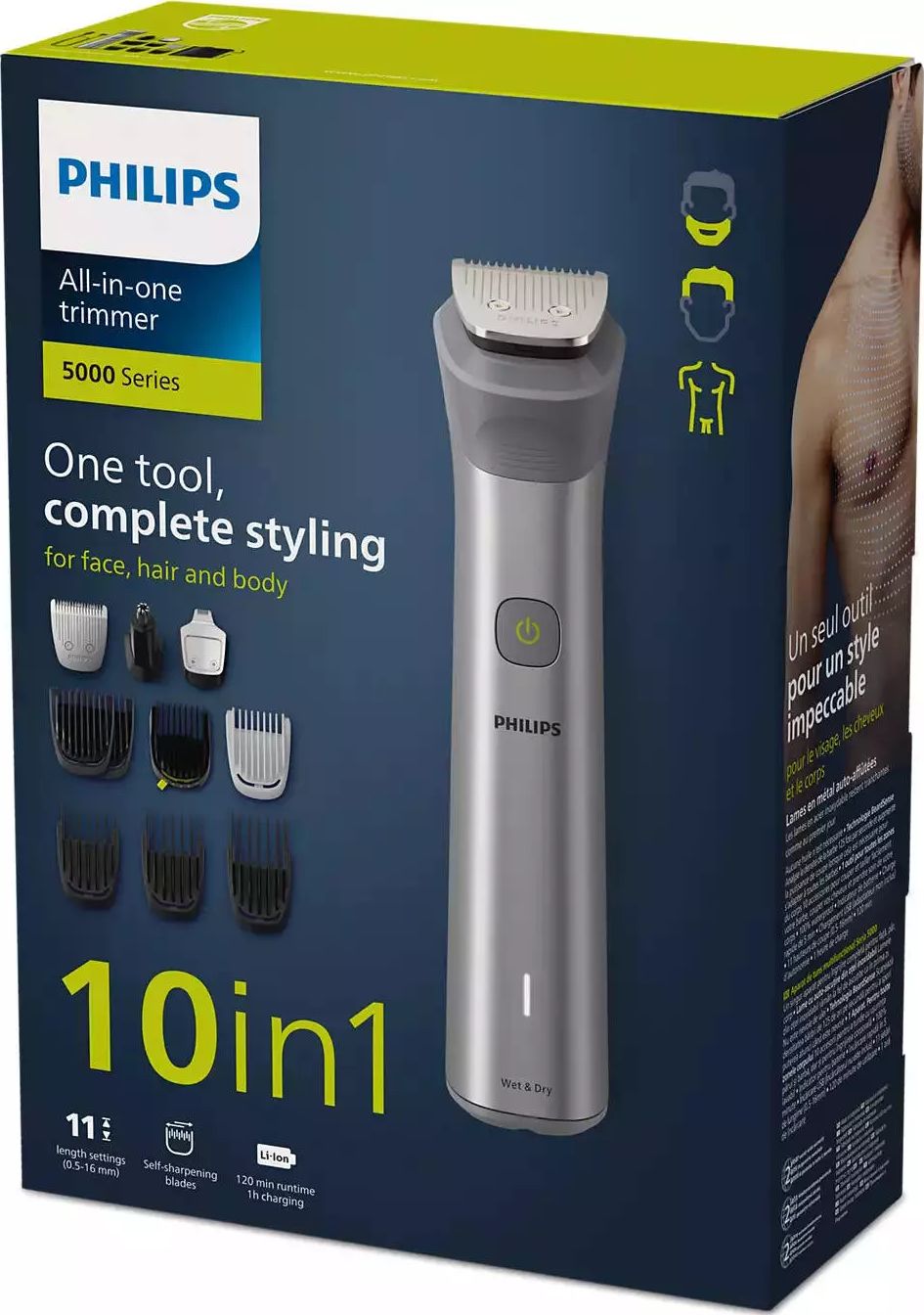 Tondeuse multifonction PHILIPS BeardSense 120min Barbe cheveux corps - MG5920/15