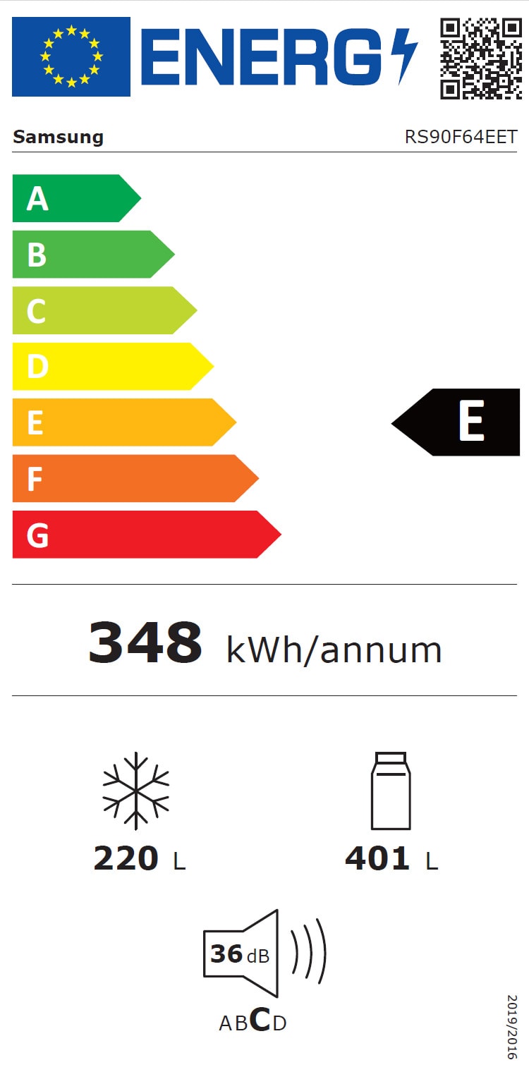 Réfrigérateur side by side SAMSUNG Froid ventilé intégral, 621L, Gris - RS90F64EET