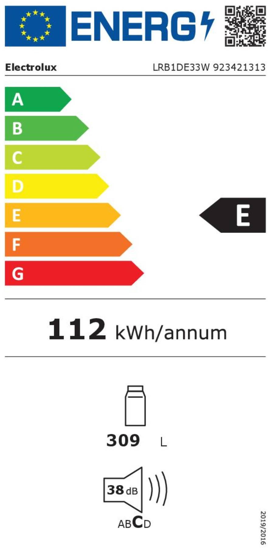 Réfrigérateur 1 porte ELECTROLUX Série 600 DynamicAir 309L Blanc - LRB1DE33W