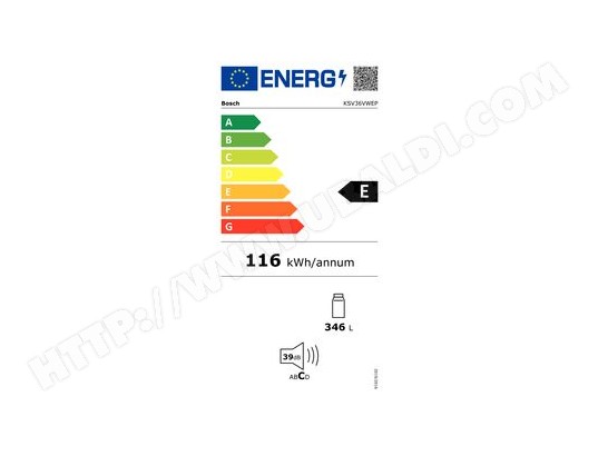 BOSCH Réfrigérateur 1 porte Série 4 Froid Brassé VitaFresh 346L Blanc - KSV36VWEP