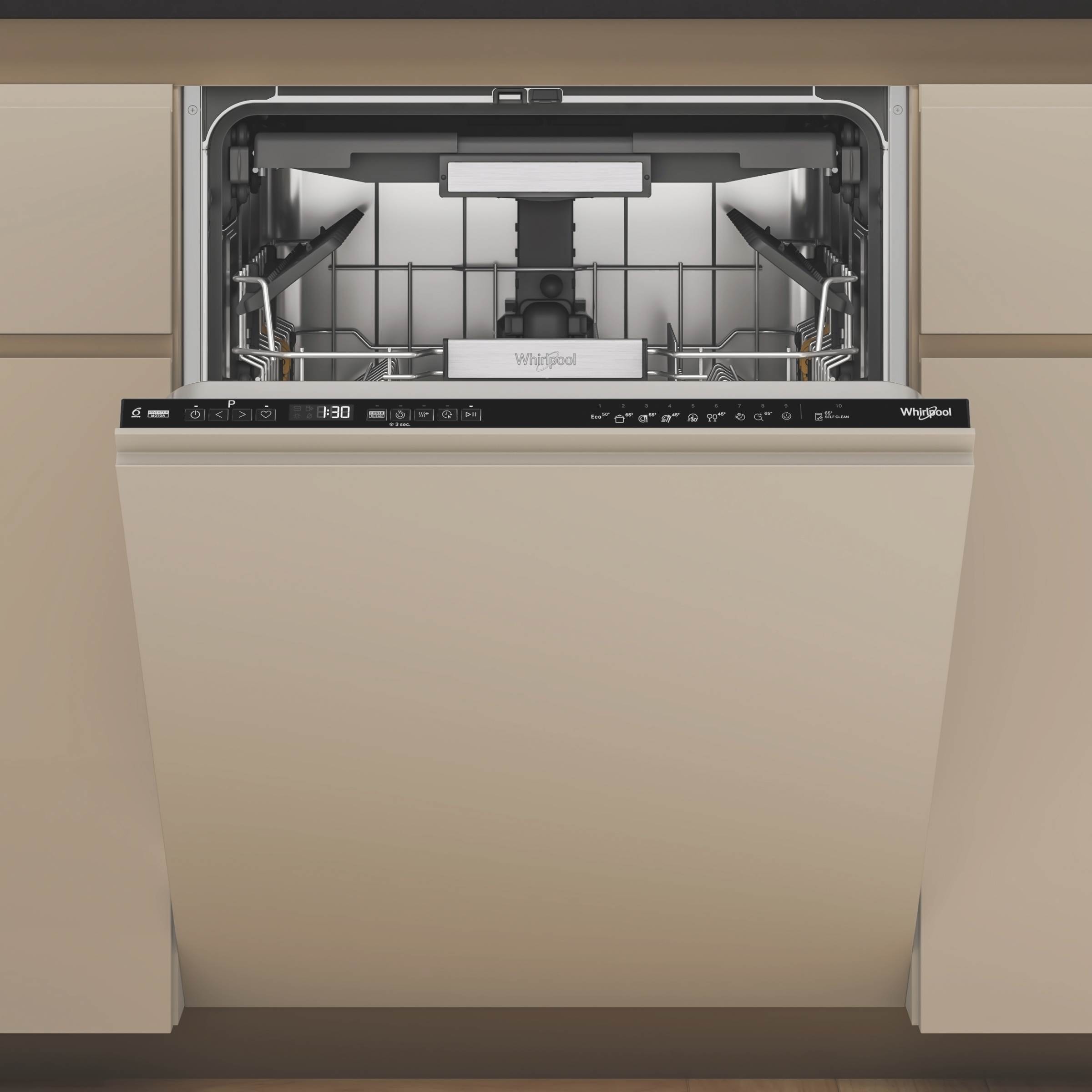 Lave vaisselle tout integrable 60 cm WHIRLPOOL 6ème sens 15 couverts 40 dB - W7IHP40LSC