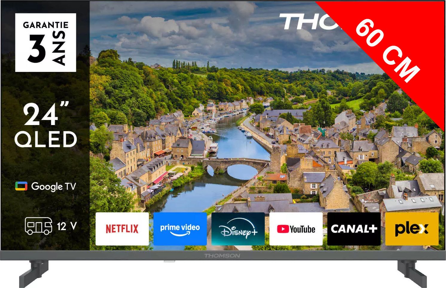 TV LED 60 cm THOMSON 24" HDTV 60Hz Noir 24HQG3S15C