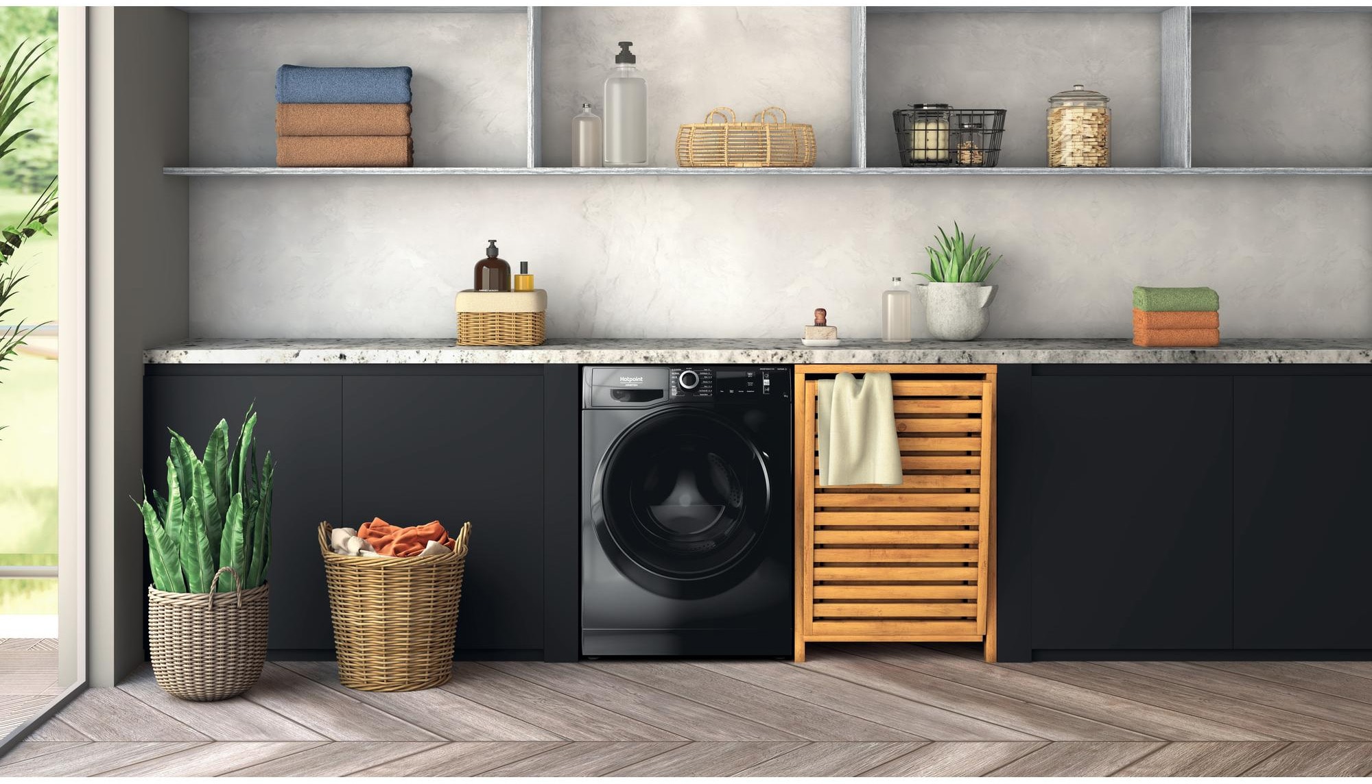 Lave linge Frontal HOTPOINT ARISTON , 1400 trs/mn, 9kg, Noir - NAM11948BMFR Lave linge Frontal HOTPOINT ARISTON , 1400 trs/mn, 9kg, Noir - NAM11948BMFR