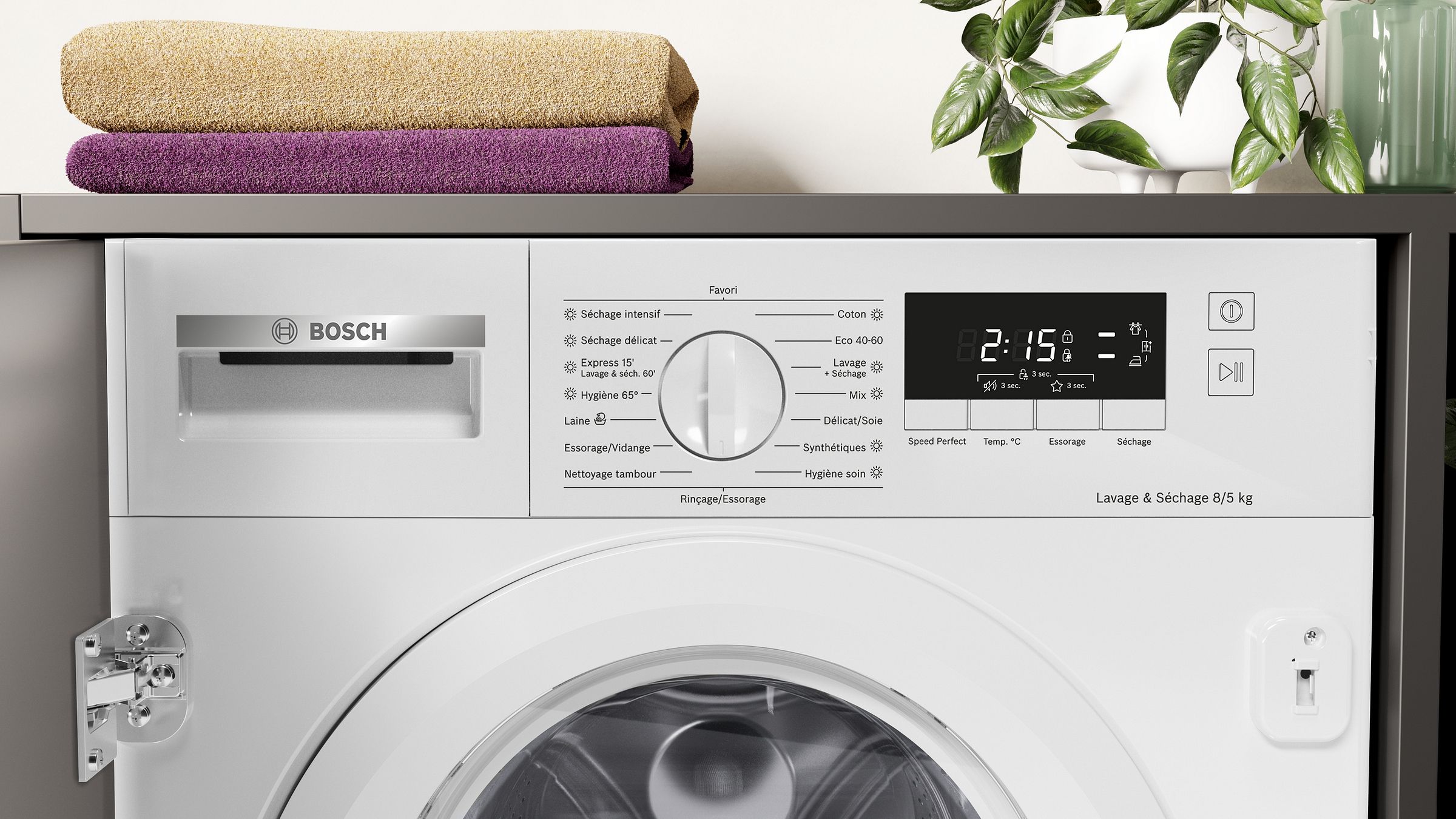 Lave linge sechant encastrable BOSCH 8kg 1400trs/min Blanc - WKD28260FR