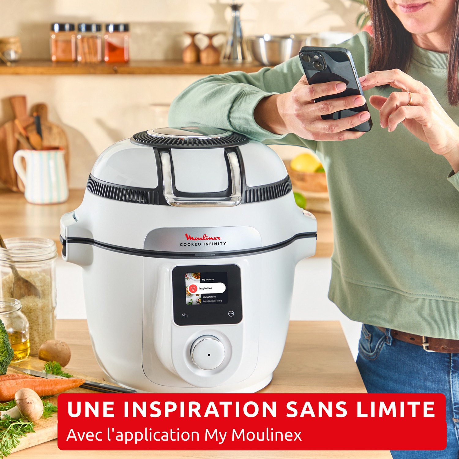 Robot cuiseur connecté SEB 4.3L 1600W Blanc - CE9721F0