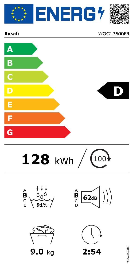 Sèche-linge pompe à chaleur BOSCH 9kg Moteur induction AutoDry Blanc - WQG13500FR