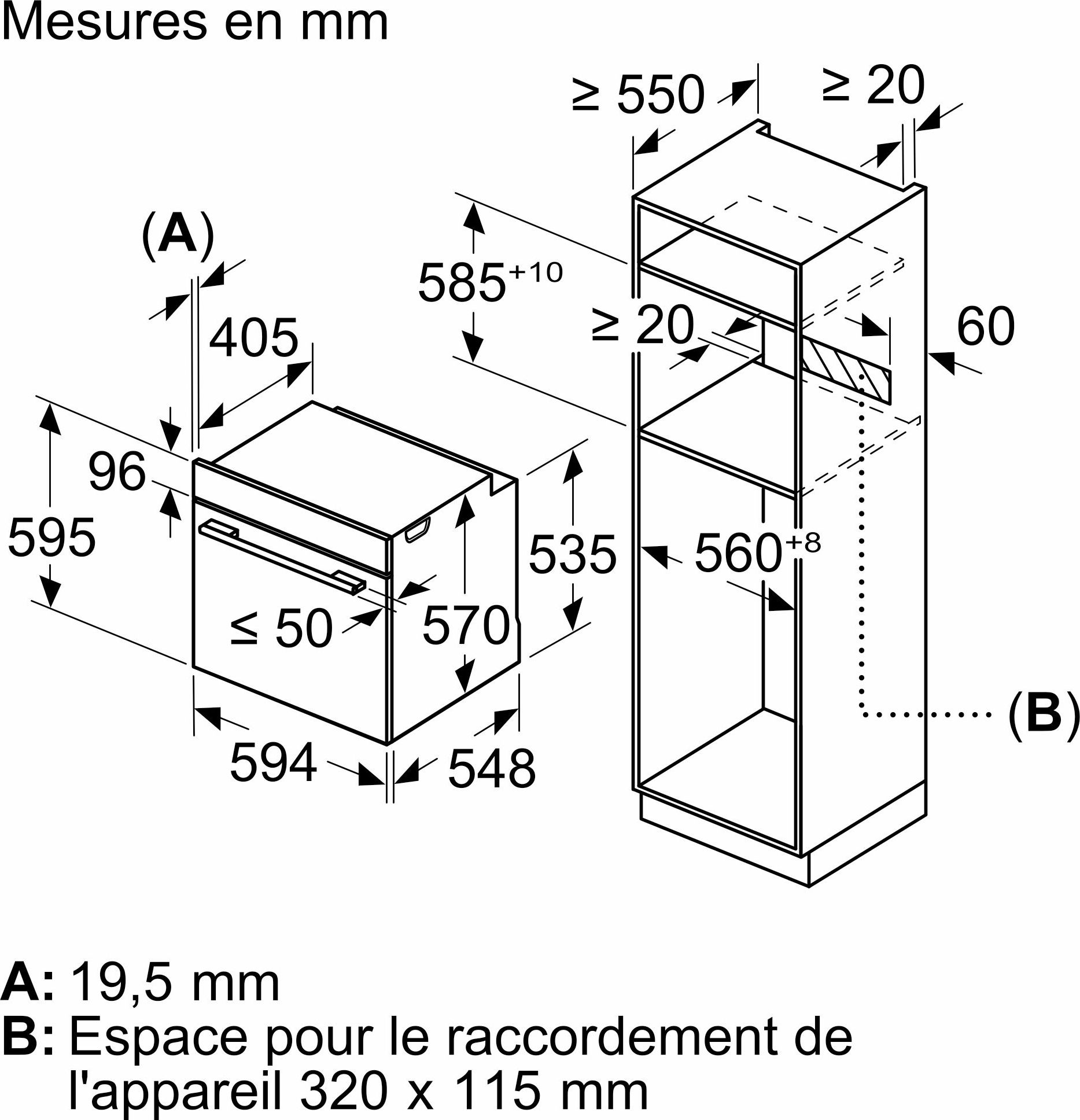 Four encastrable EcoClean BOSCH Chaleur tournante 71L Noir - HBG557EB3