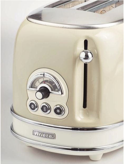 Grille pain ARIETE Vintage, 2 fentes, 810w, Crème - VINTAGE155BEIGE