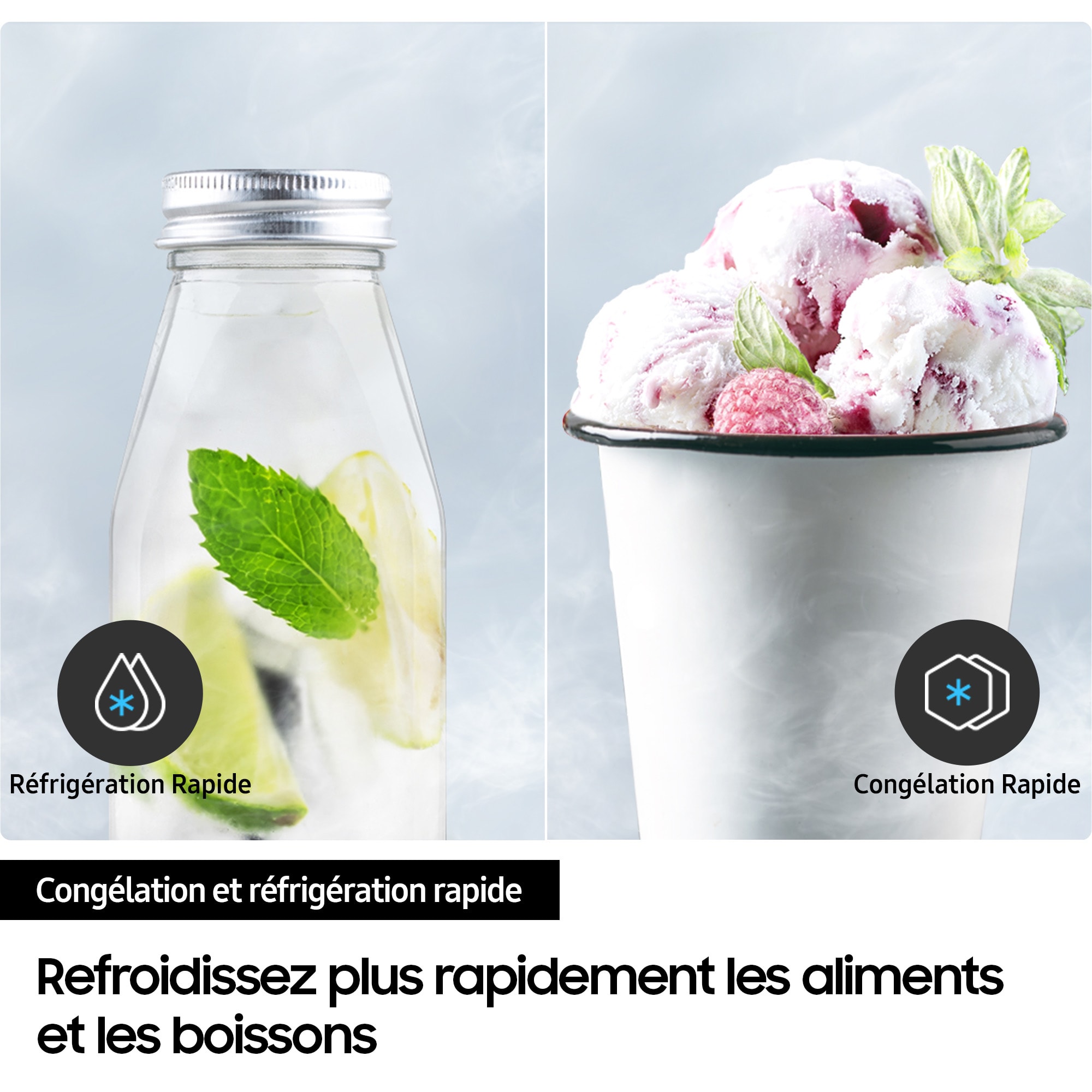 Réfrigérateur side by side SAMSUNG Froid ventilé intégral, 621L, Gris - RS90F64EET