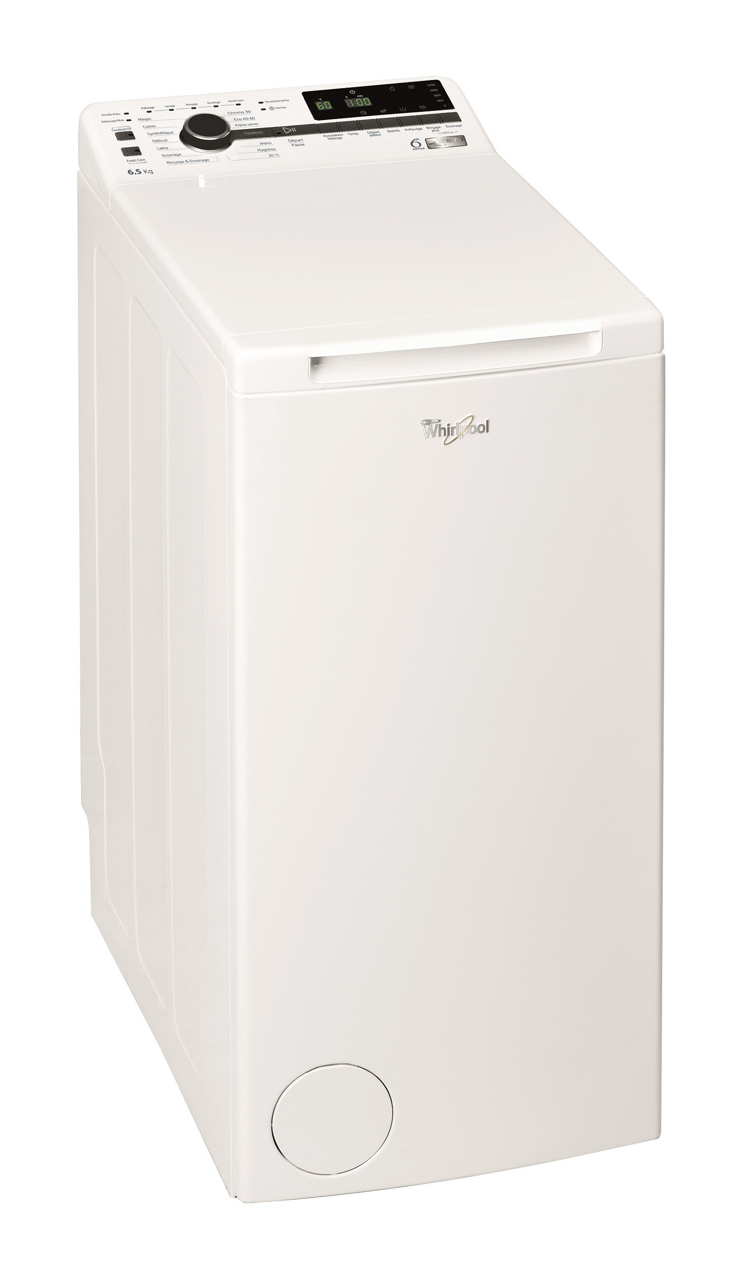 Lave linge Top WHIRLPOOL 6ème Sens Moteur Zen 1200 trs/mn 6.5kg - TDLRB65242BSFRN