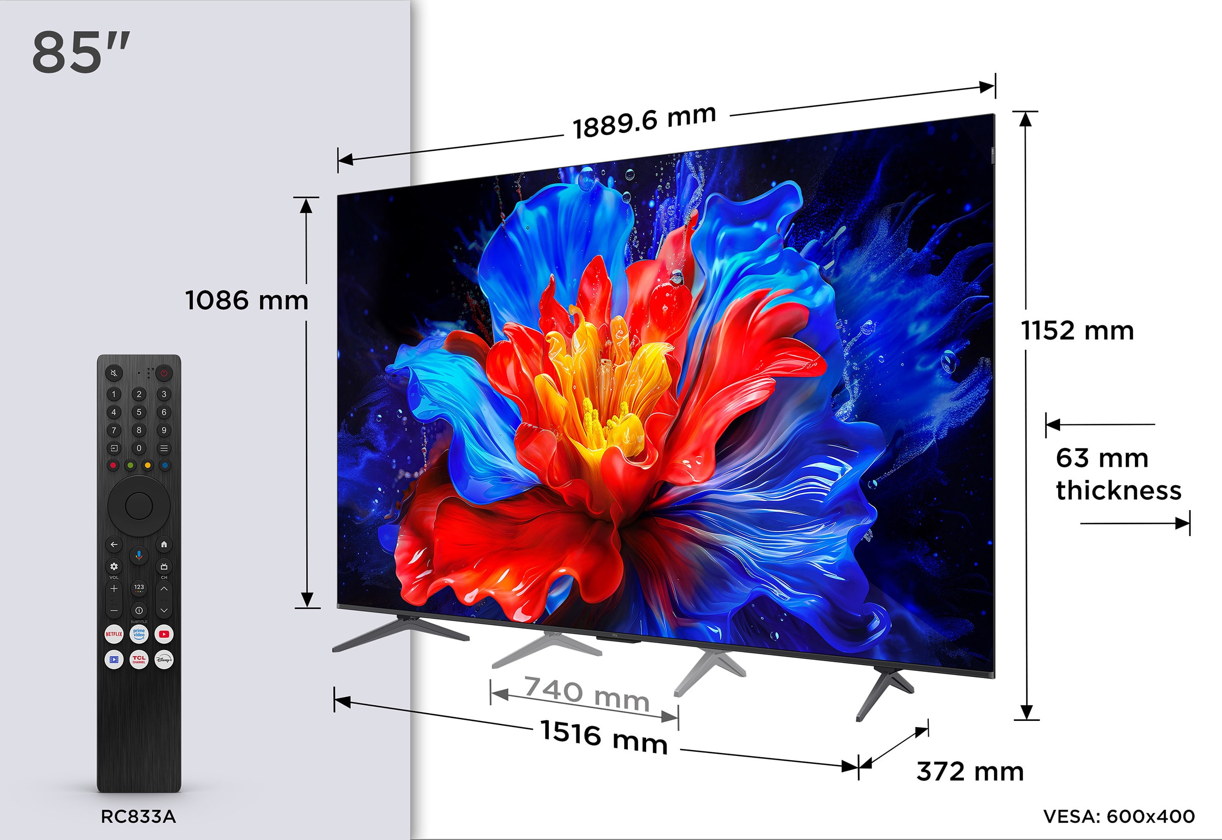 TV QLED 4K 215 cm TCL  - 85P8K
